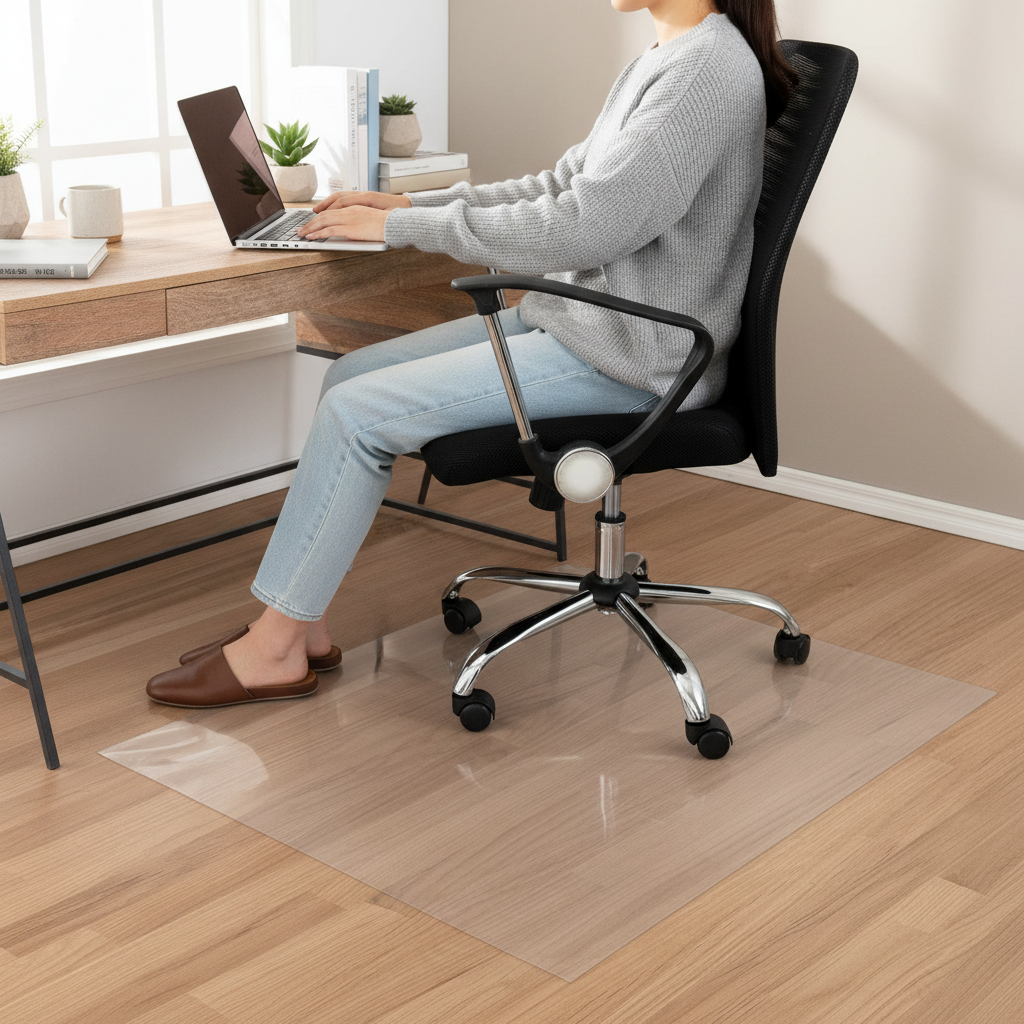 Premium Floor Protection Chair Mat for Hard Floors - Custom Size, Impact-Resistant PVC with Semi-Transparent Finish
