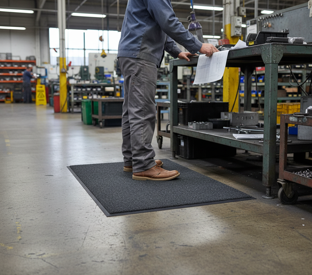 Premium Anti-Fatigue Standing Mat with Cut-Pile Texture and Foam Base for Enhanced Comfort in Office and Home Use