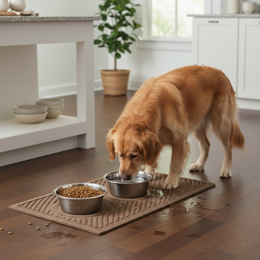 Premium Heavy Duty Pet Bowl Mat with Anti-Slip Backing for Indoor and Outdoor Use - Durable and Eco-Friendly