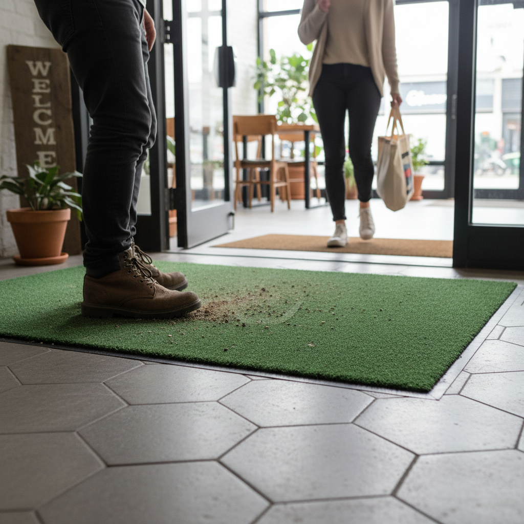 Premium Green Coir Doormat - Customizable Length, 17mm Thickness, Eco-Friendly Durability for High Traffic Areas