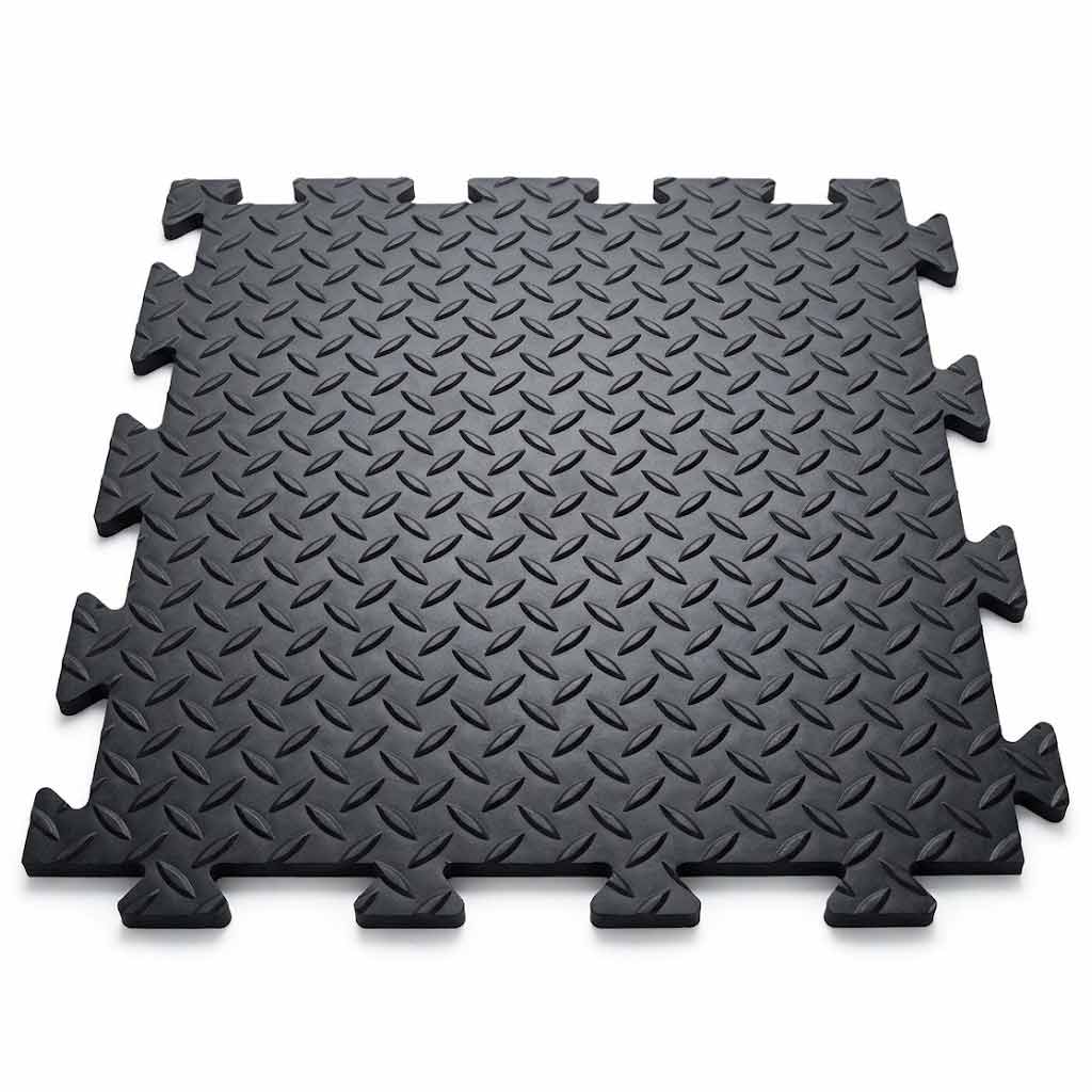Premium Non-Slip CheckerTile Garage Matting - Heavy Duty Shock Absorbing Vinyl Tiles for Ultimate Floor Protection