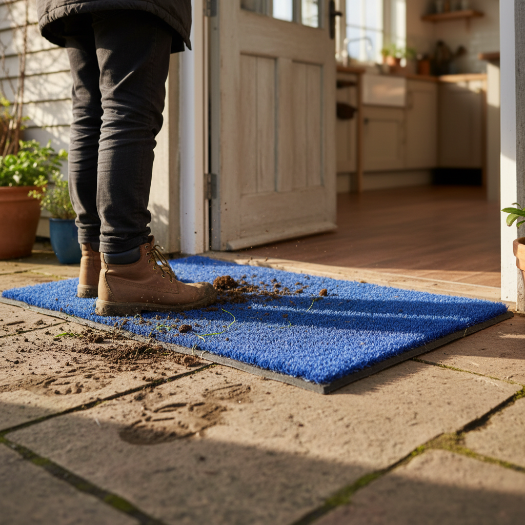 Premium Blue Coir Doormat - Customizable Length, 17mm Thick, Eco-Friendly and Durable for High Traffic Areas