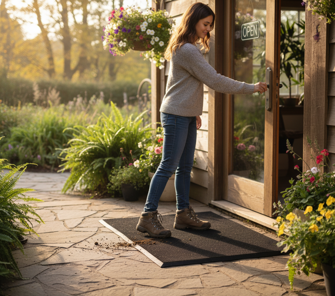 Premium Heavy Duty Rubber Outdoor Mat with Exceptional Dirt Trapping Action for High-Traffic Areas