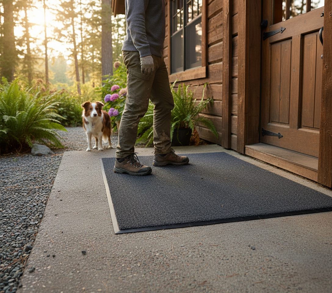 Premium Heavy Duty Outdoor Entrance Matting with Nylon Scraper Face and Rubber Back for Effective Dirt and Moisture Removal