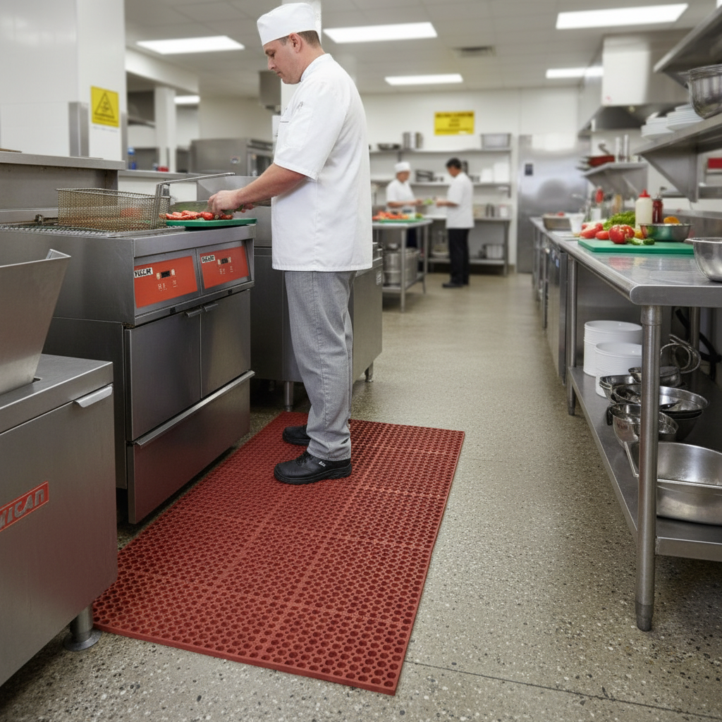 Heavy Duty Kitchen Mat - Oil and Grease-Proof with Non-Slip Surface and Efficient Drainage for High-Traffic Areas