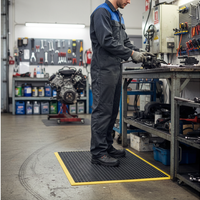 Premium Safety Anti-Fatigue Mat with Yellow Border - 60 x 90cm Cushioned Support for Workplace Comfort