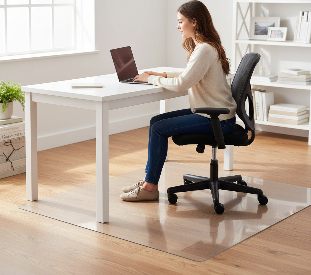 Premium Rectangular Chair Mat for Hard Floors - Durable Polycarbonate with Gripper and Flat Back Options