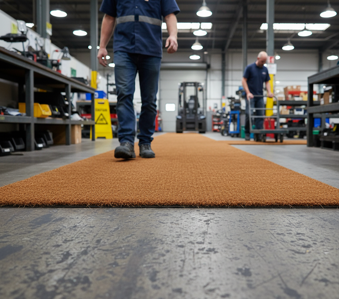 Heavy Duty Coir Coconut Roll Matting - Custom Size Options with Durable PVC Backing for Effective Dirt and Moisture Control
