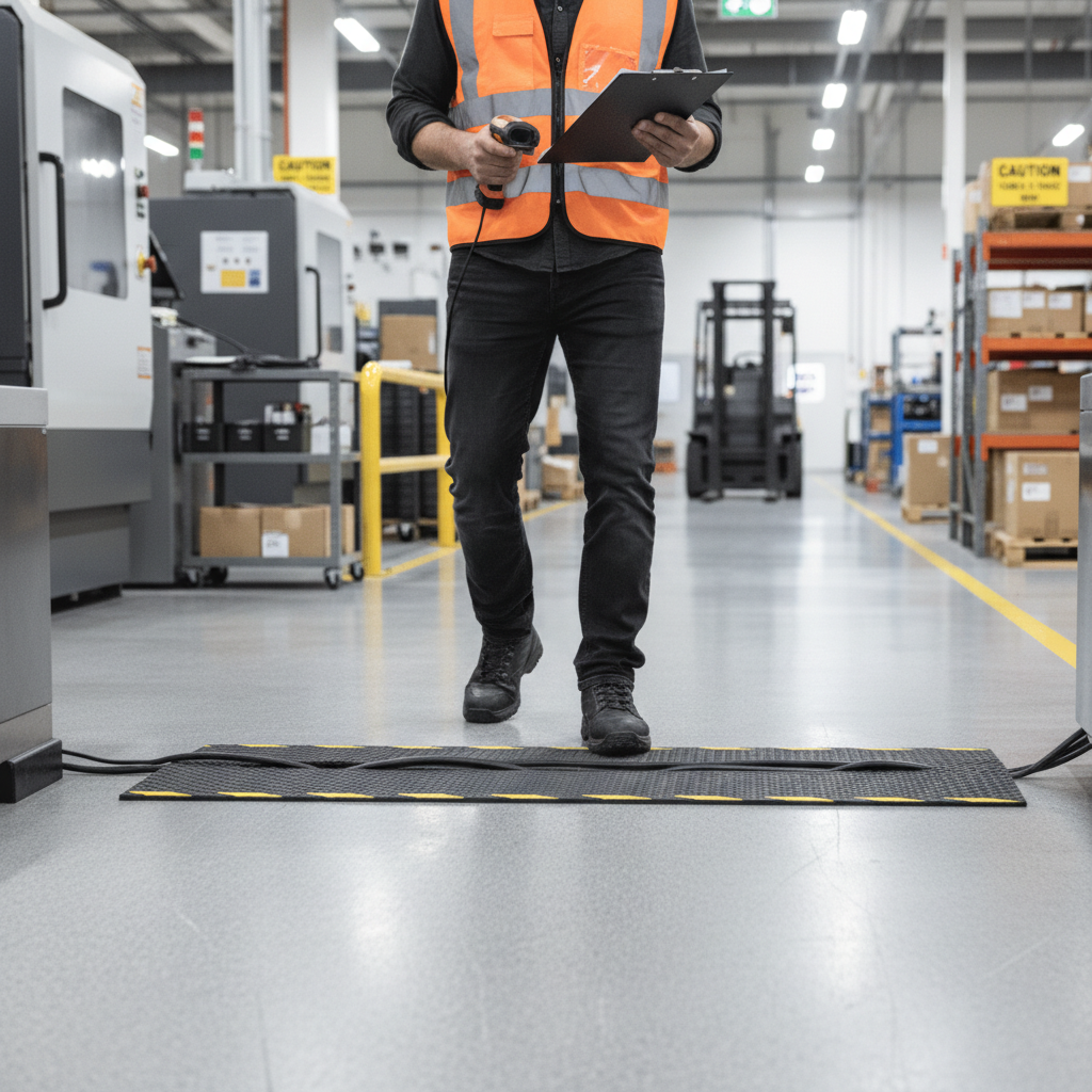 Premium Heavy Duty Rubber Cable Mat 40cm x 120cm with Anti-Slip Backing for Safety and Cable Management