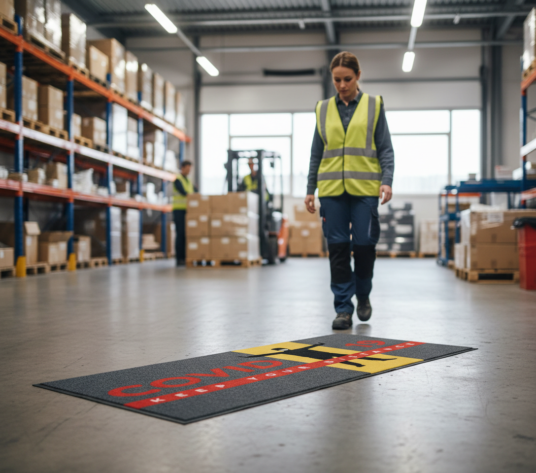 Premium Heavy Duty Keep Your Distance Mat with Non-Slip Rubber Backing for High Traffic Areas - Eco-Friendly and Durable