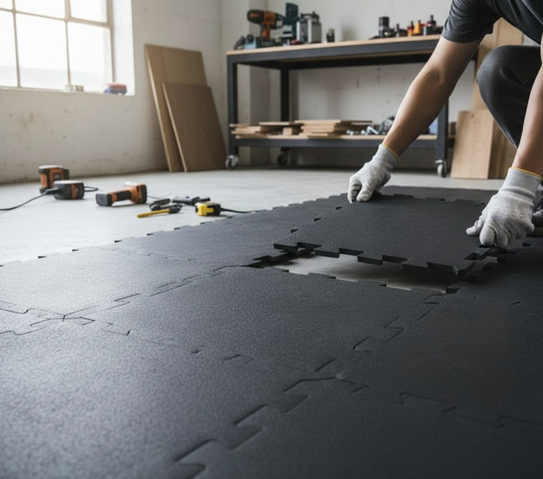 Premium Heavy Duty Rubber Gym Flooring Tiles - Easy-Install, Non-Porous, Noise-Reducing, Impact Absorbing for Gyms and Ice Rinks