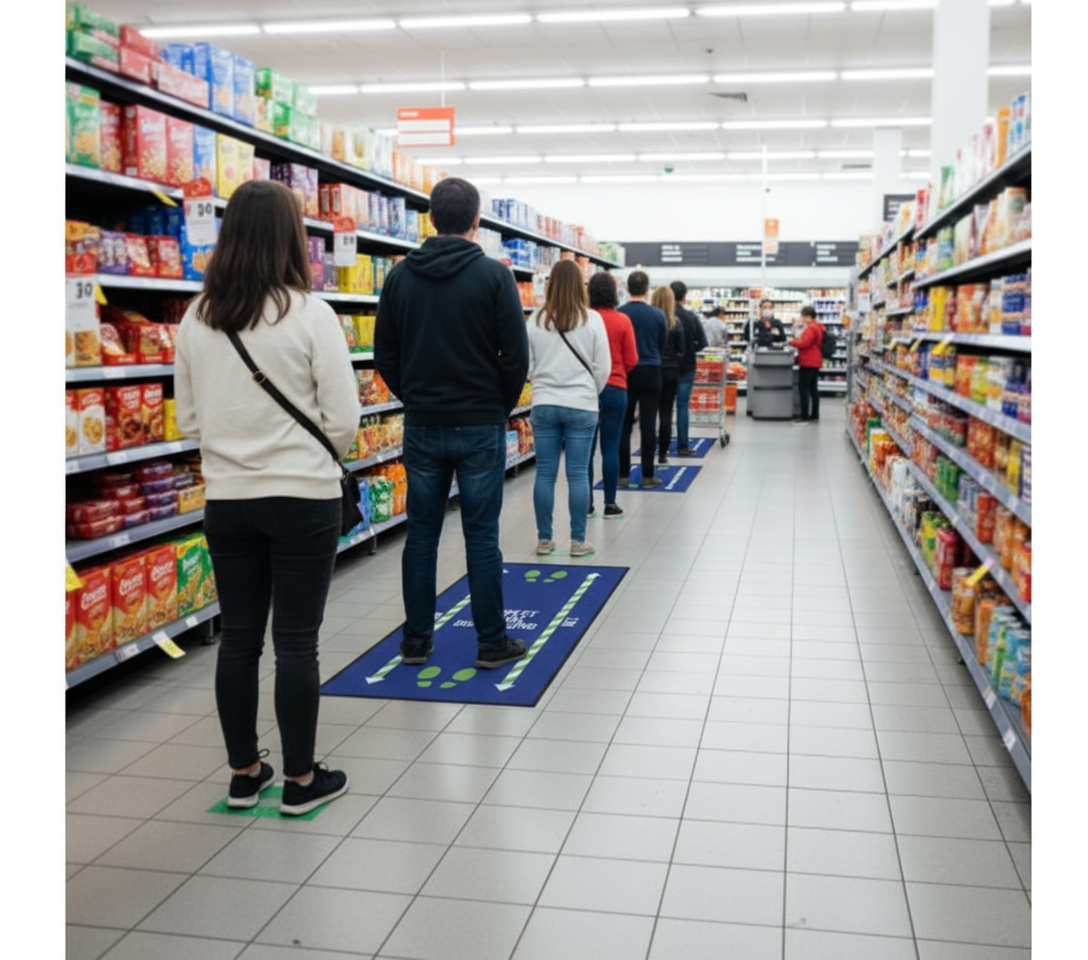 Premium Heavy Duty Social Distancing Mat with Non-Slip Backing - Eco-Friendly and Durable for High Traffic Areas