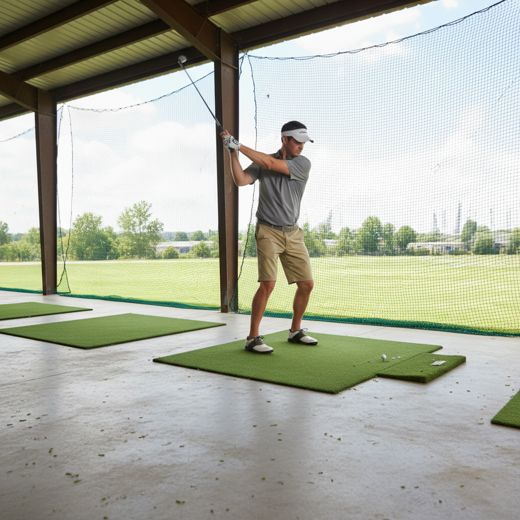 Premium Non-Infill Artificial Grass for Golf Tees and Driving Ranges - Durable Nylon Construction with 32mm Pile Height