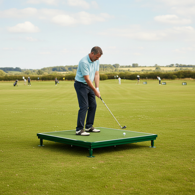 Professional Heavy Duty Tee Frame with Adjustable Legs and Replaceable Golf Mat for All Weather Use