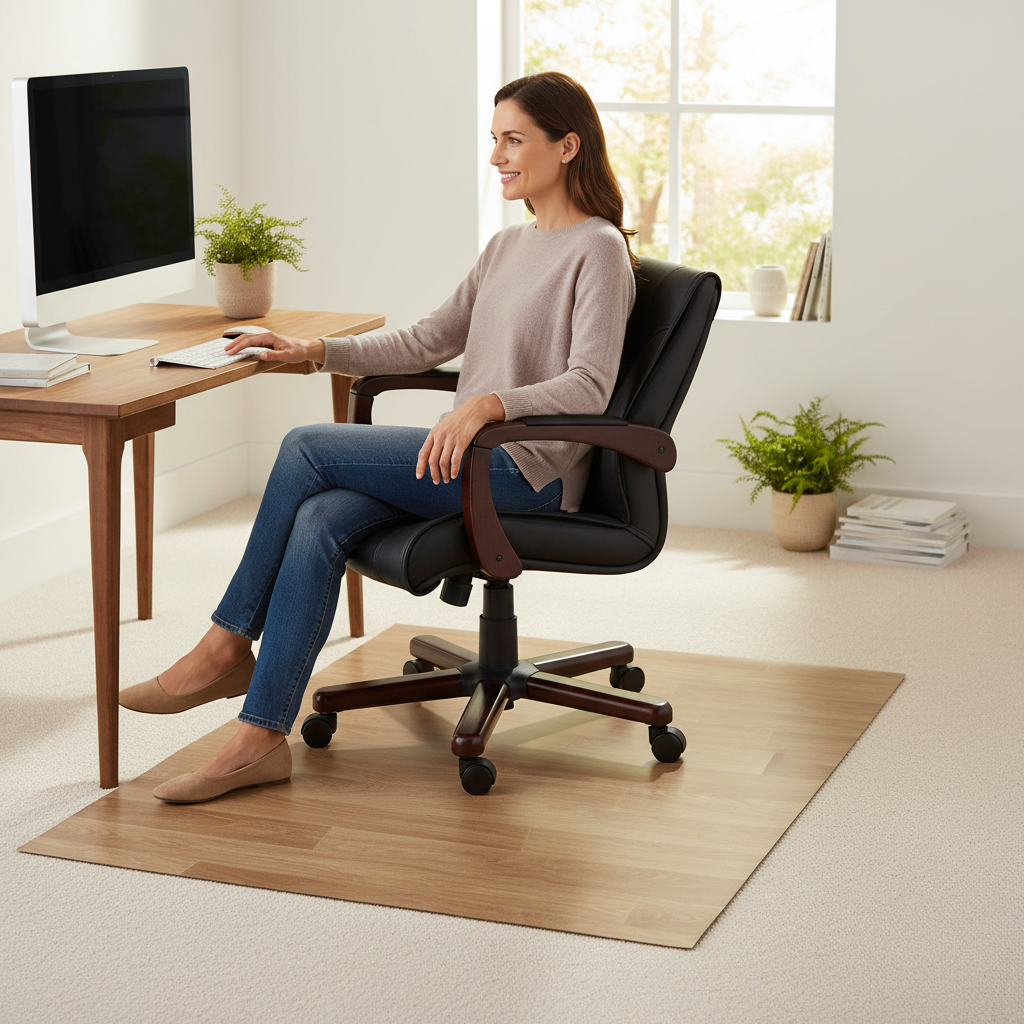 Premium Heavy Duty Floor Protection Chair Mat - Custom Cut Vinyl for Hard Floors, 33m Length, Easy Clean