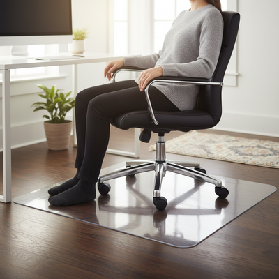 Premium Transparent Floor Protection Mat 80 × 118 cm - 5 mm Thick Shatterproof PVC for Office Chair Use on Parquet, Laminate & Carpet