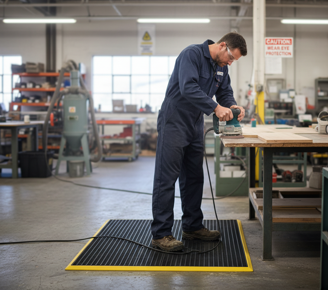 Premium Workplace Safety Mat with Slip Resistance and Enhanced Visibility - Standard and Heavy Hole Sizes