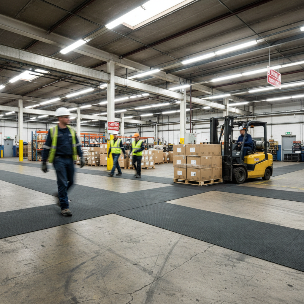 Premium Heavy-Duty Broad-Ribbed Vinyl Matting for Industrial Safety and Comfort - High-Quality Professional Grade for Industrial and Commercial App...