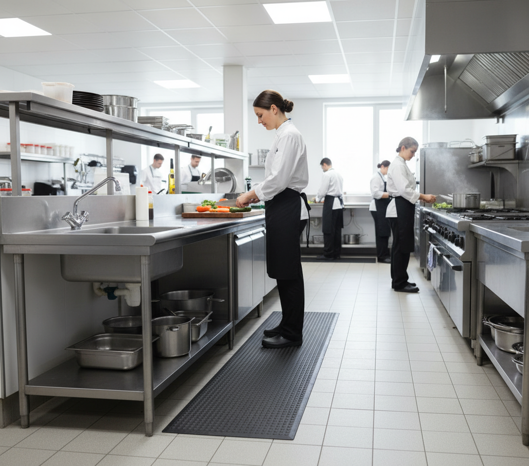 Premium Anti Fatigue Mat for Workplace Comfort - Durable Rubber Design with Ramped Edges for Safety and Enhanced Blood Circulation