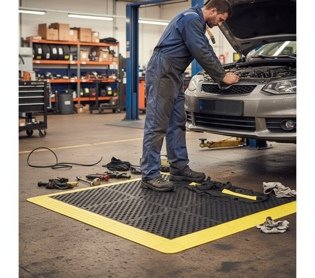 Premium Anti-Fatigue Mat - Extra Thick, Durable Rubber Tiles with Seamless Installation for Workplace Comfort and Safety