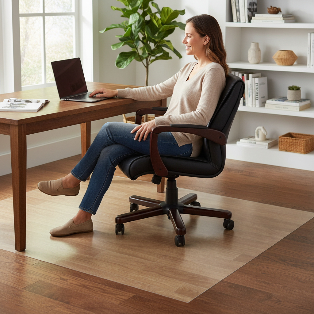 Premium Heavy Duty Floor Protection Chair Mat - Custom Cut Vinyl for Hard Floors, 33m Length, Easy Clean