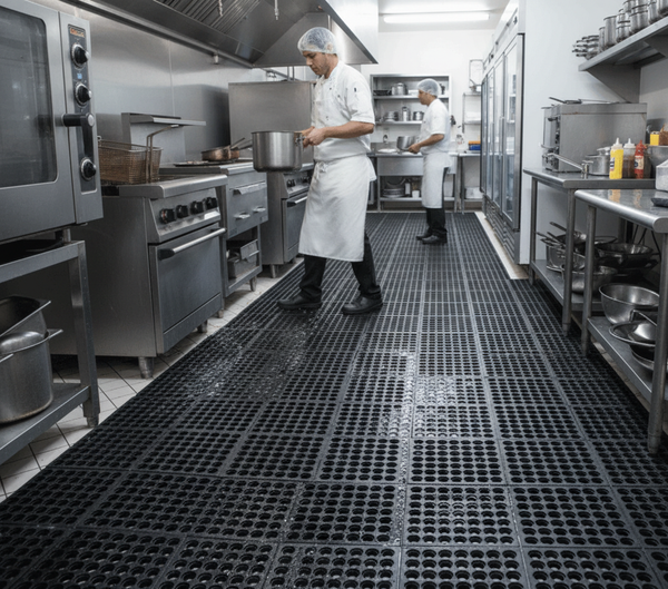 Professional Heavy Duty Interlocking Rubber Tiles for Commercial Kitchens - Slip-Resistant and Durable with Comfort Features