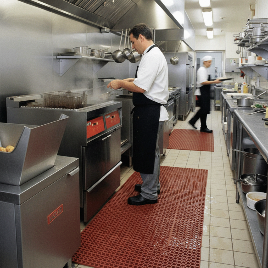 Heavy Duty Kitchen Mat - Oil and Grease-Proof with Non-Slip Surface and Efficient Drainage for High-Traffic Areas