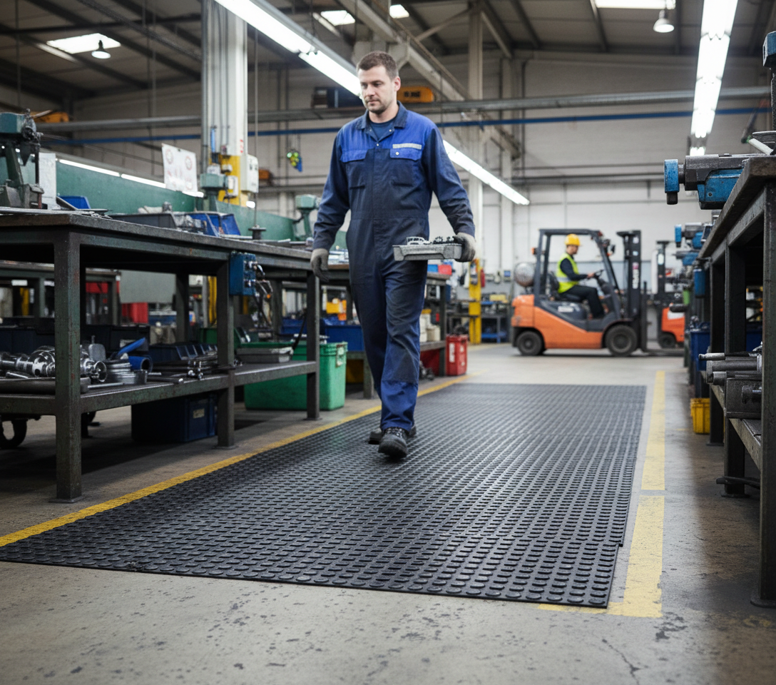 Premium Heavy Duty Dot Rubber Matting Rolls - 3mm & 4.5mm Thickness, Synthetic or Nitrile Options for Indoor Use