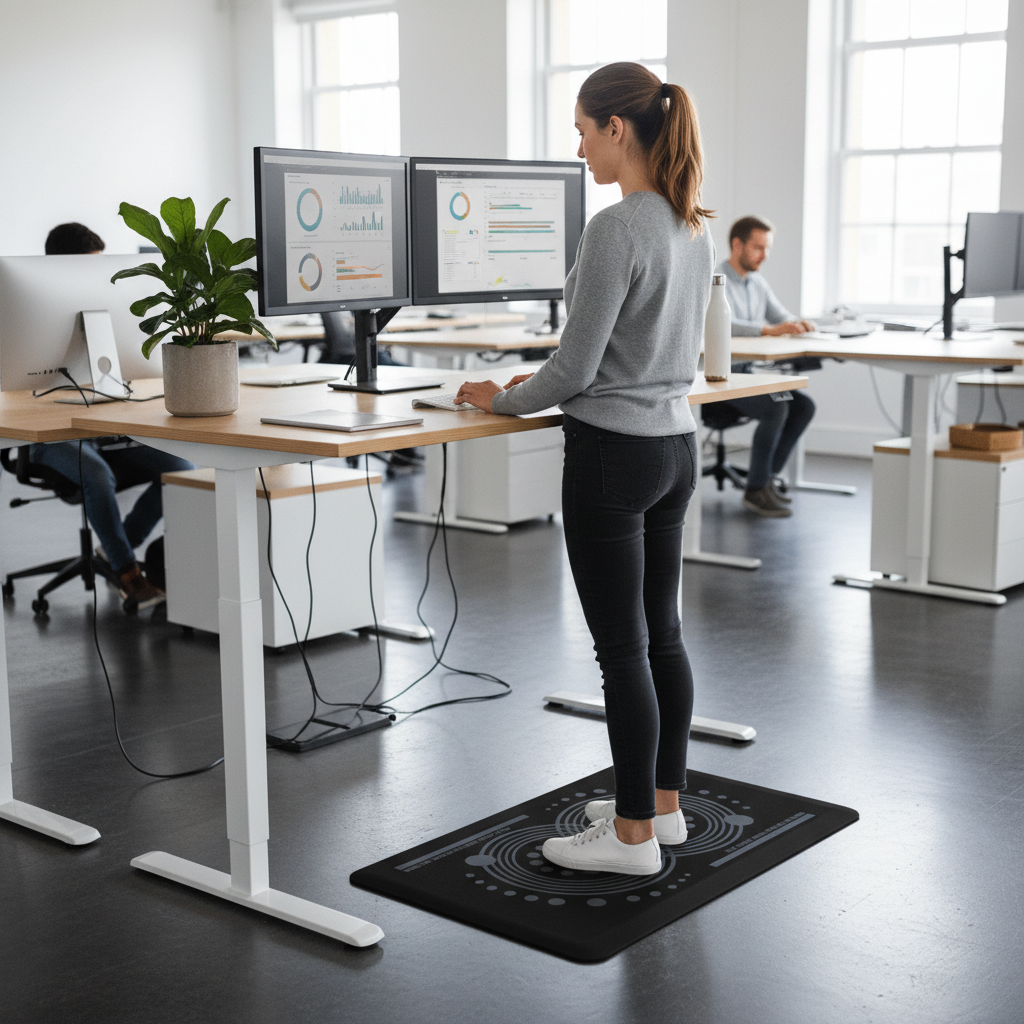 Premium Active Anti-Fatigue Standing Desk Mat 50 x 80cm - Ergonomic Design with Durable Polyurethane Construction for Enhanced Comfort