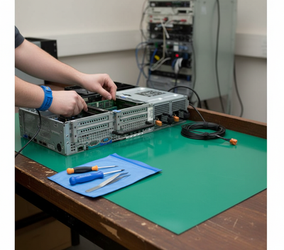 Premium Dual Layer Conductive Rubber ESD Matting - 60cm x 120cm for Safe Electronic Handling and Grounding