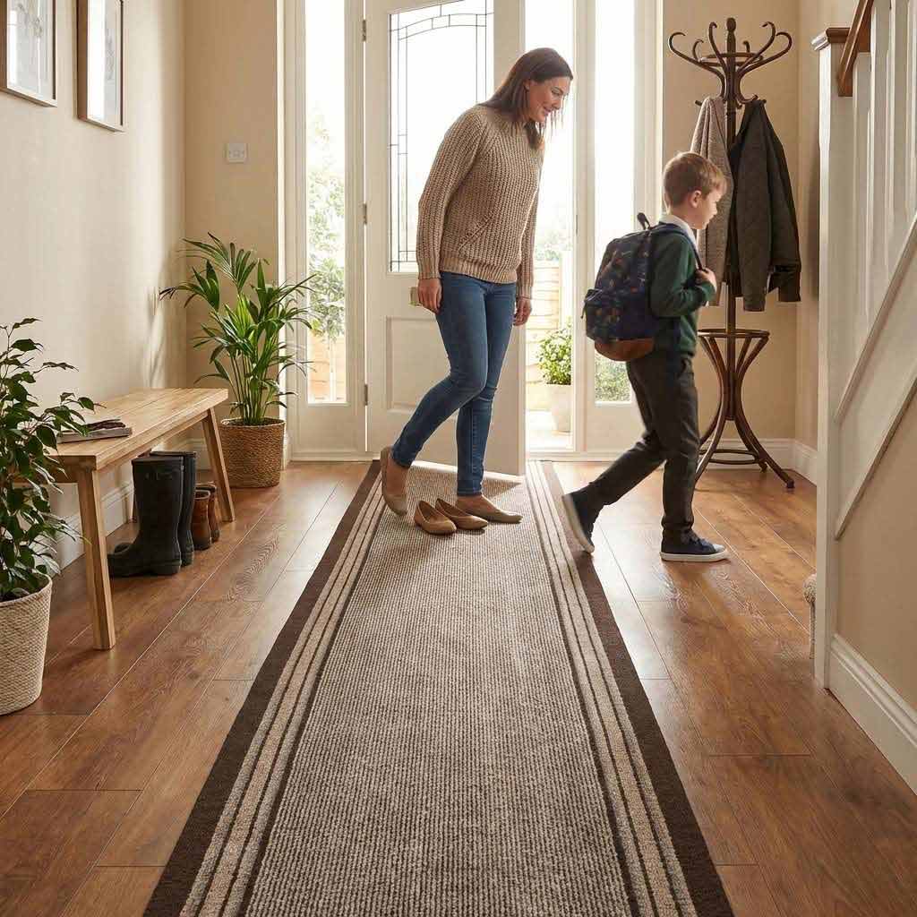 Premium Striped Hallway Mat 67cm | Heavy-Duty Non-Slip Runner