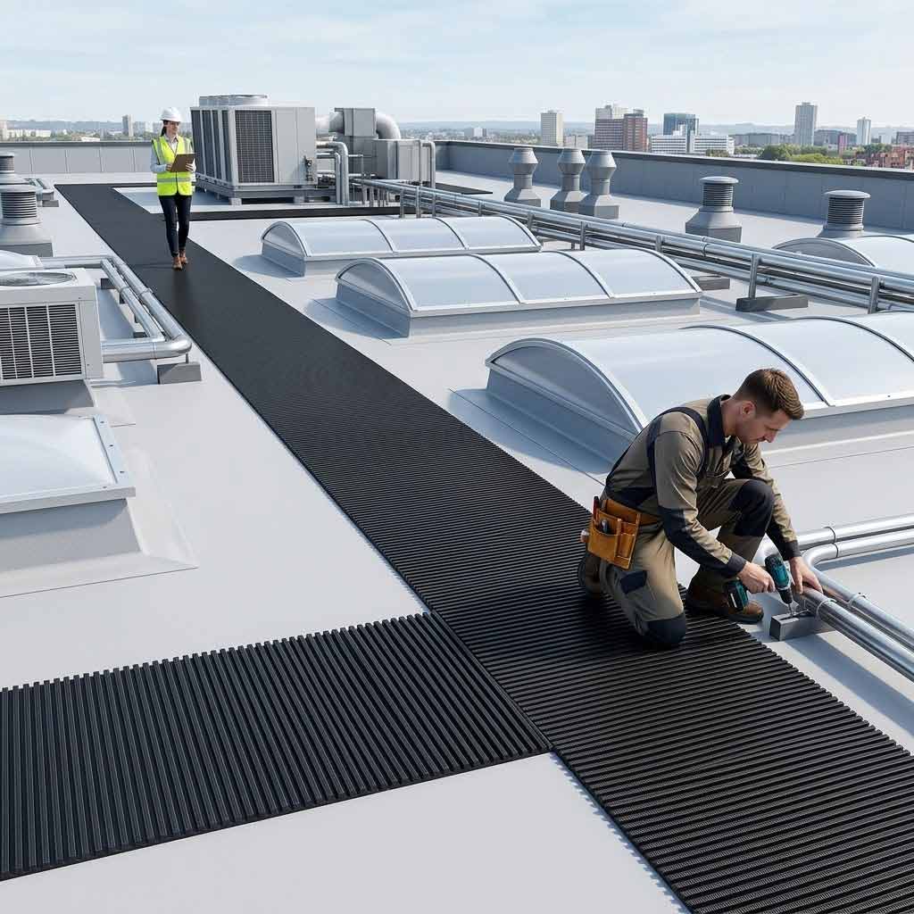 Professional Heavy Duty PVC Roof Matting - 10m Roll, Slip-Resistant and Weather-Resistant for Flat Roofs and Walkways