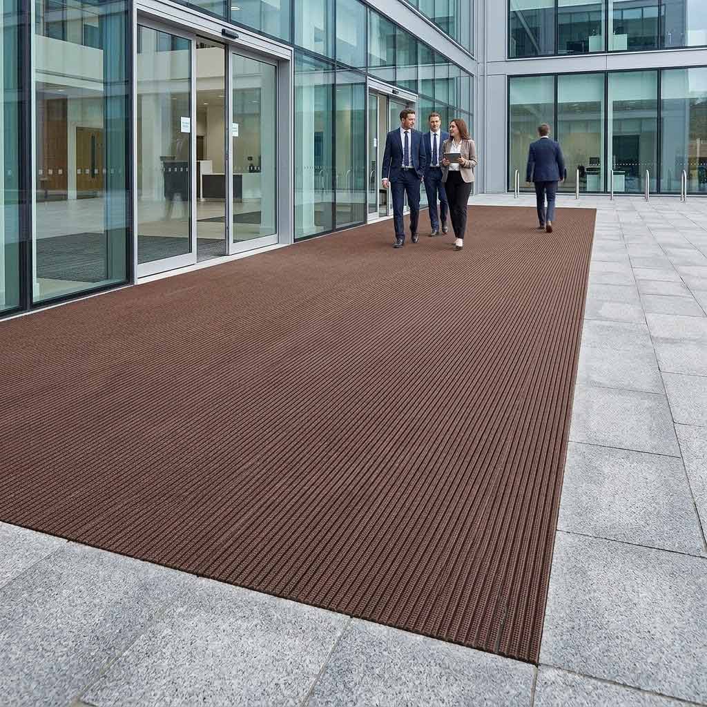 Premium Heavy Duty Entry Roll Matting with Open Grid Construction for Dirt and Moisture Control in Commercial Environments
