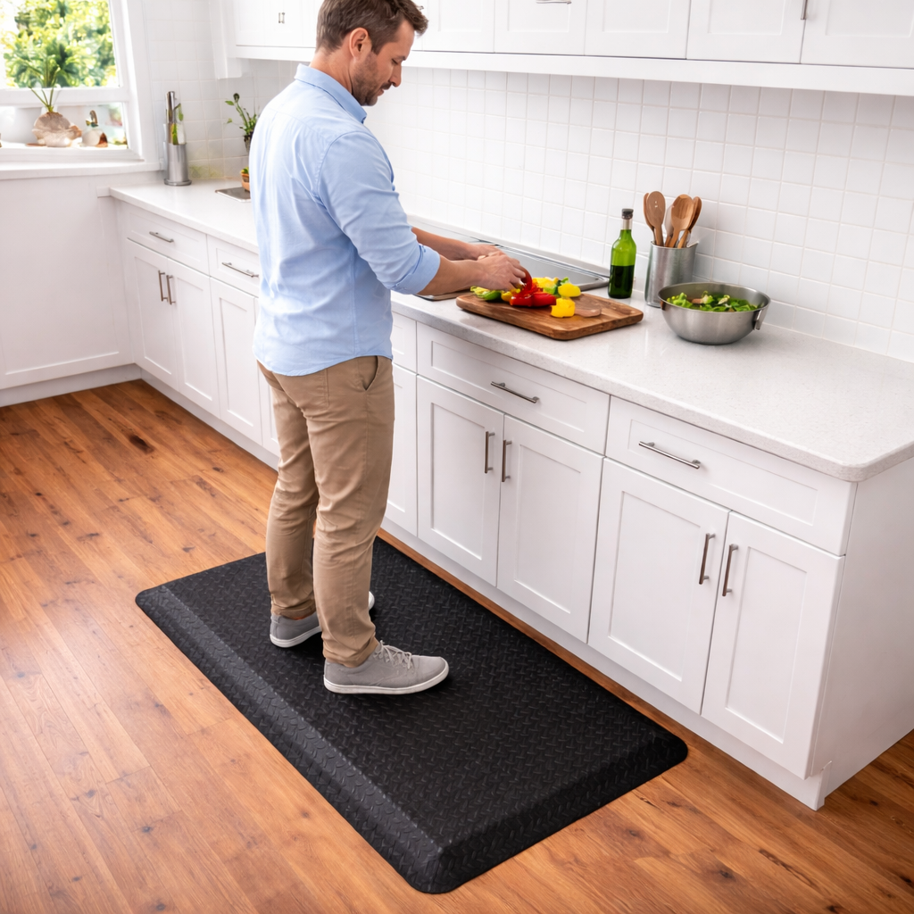 Premium Anti-Fatigue Mat UK | Diamond Plate Design | Heavy-Duty Comfort