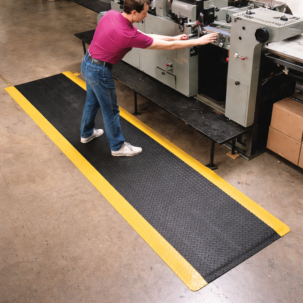 Premium Anti-Fatigue Mat UK | Diamond Plate Design | Heavy-Duty Comfort