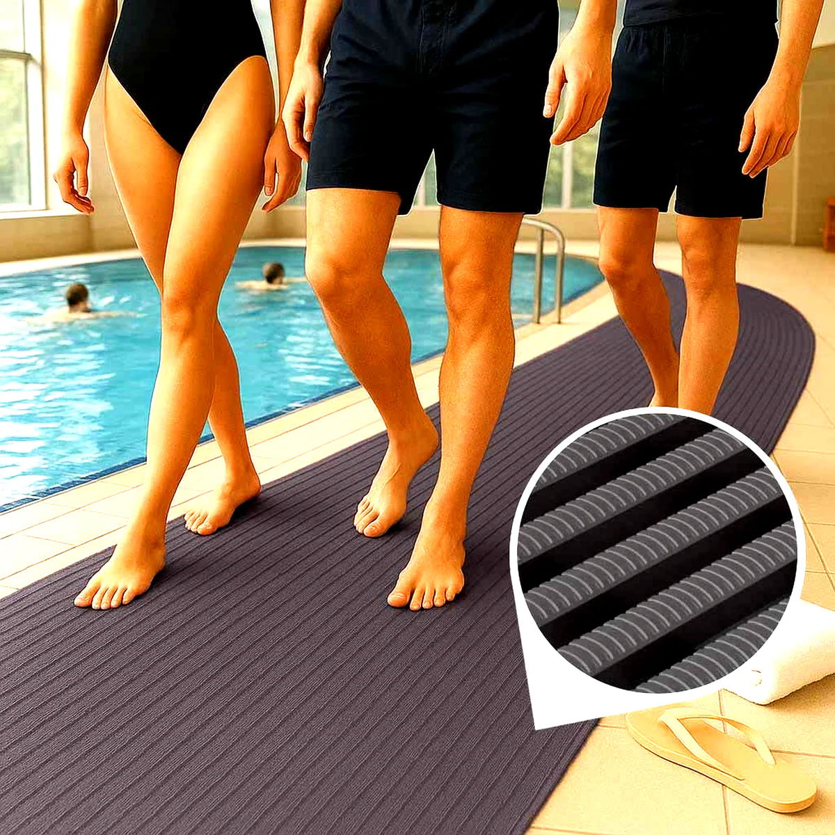 Premium Non-Slip Wet Area Mat with Multi-Directional Self-Draining Design for Safety and Hygiene in Pools and Showers