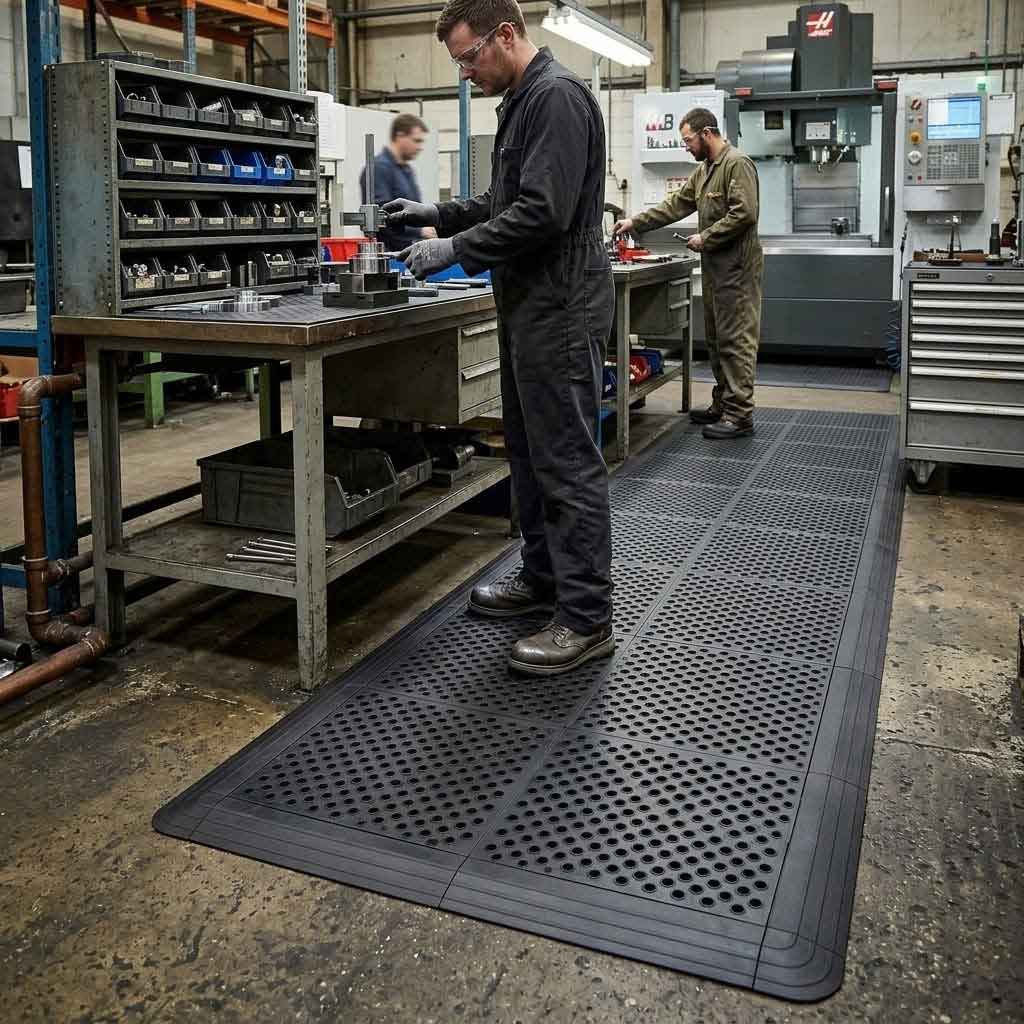 Premium Anti-Fatigue Mat - Extra Thick, Durable Rubber Tiles with Seamless Installation for Workplace Comfort and Safety
