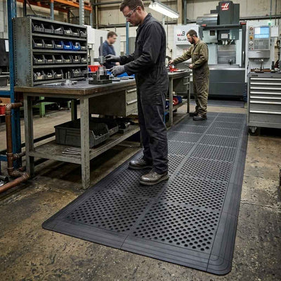 Premium Anti-Fatigue Mat - Extra Thick, Durable Rubber Tiles with Seamless Installation for Workplace Comfort and Safety