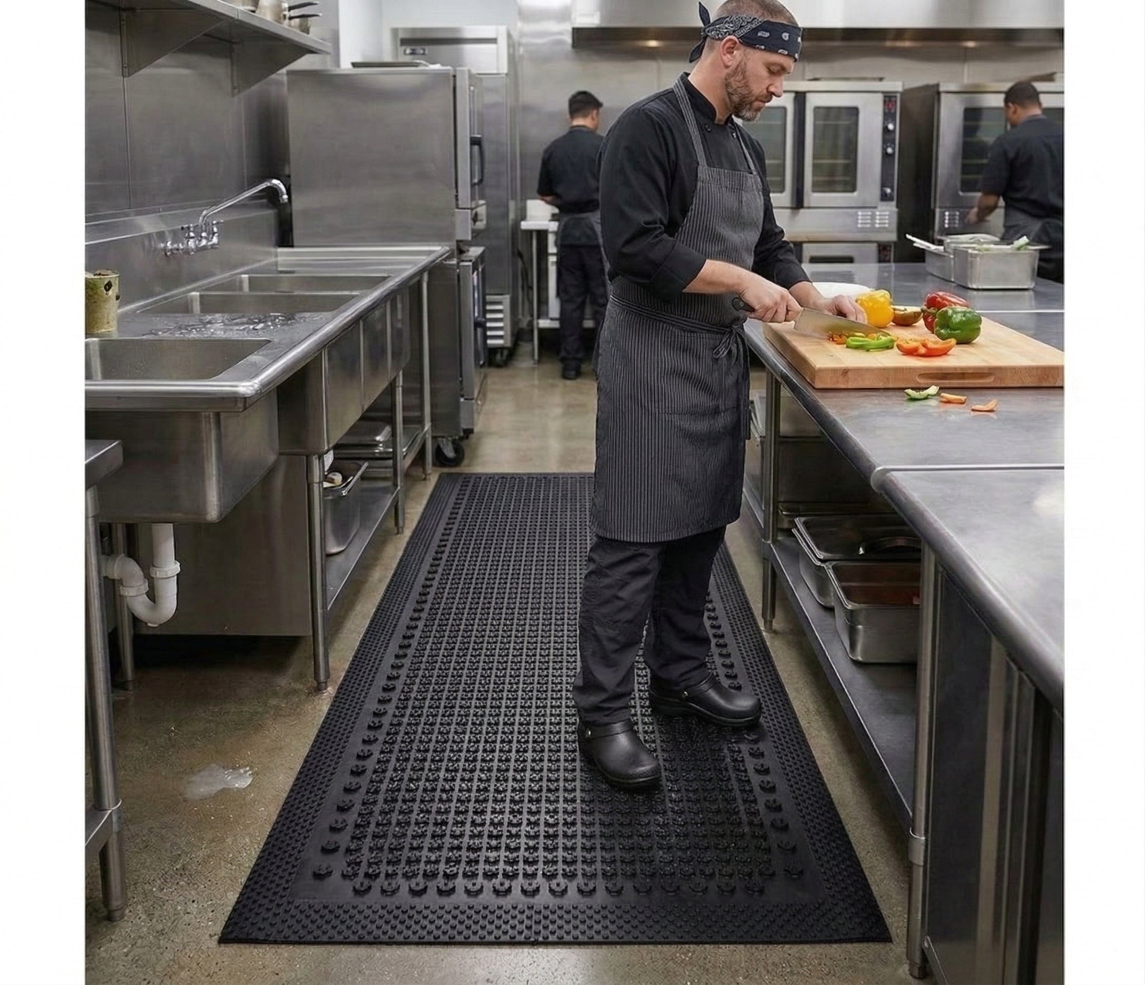 Premium Non-Slip Rubber Mats with Moulded Gripper Surface for High Traction and Chemical Resistance in Kitchens and Entrances