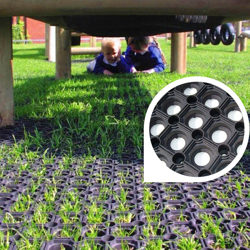 Rubber Grass Mats 23mm - 150x100cm with Pegs & Ties, Weather Resistant, Efficient Drainage, Fall Protection, Eco-Friendly, Wheelchair Friendly