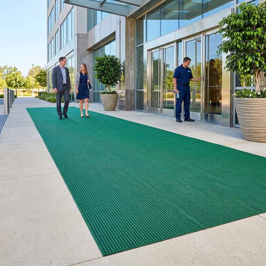 Premium Heavy Duty Entry Roll Matting with Open Grid Construction for Dirt and Moisture Control in Commercial Environments
