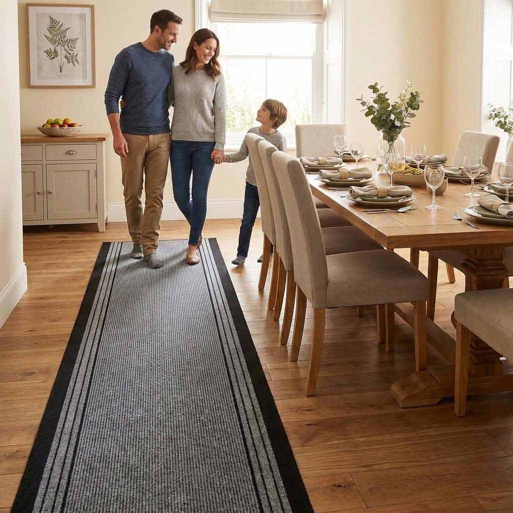 Premium Striped Hallway Mat 67cm | Heavy-Duty Non-Slip Runner
