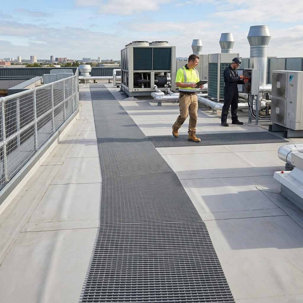 Professional Heavy Duty PVC Roof Matting - 10m Roll, Slip-Resistant and Weather-Resistant for Flat Roofs and Walkways