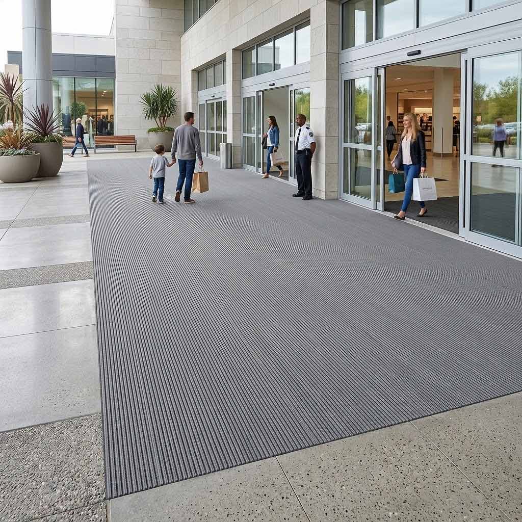 Premium Heavy Duty Entry Roll Matting with Open Grid Construction for Dirt and Moisture Control in Commercial Environments