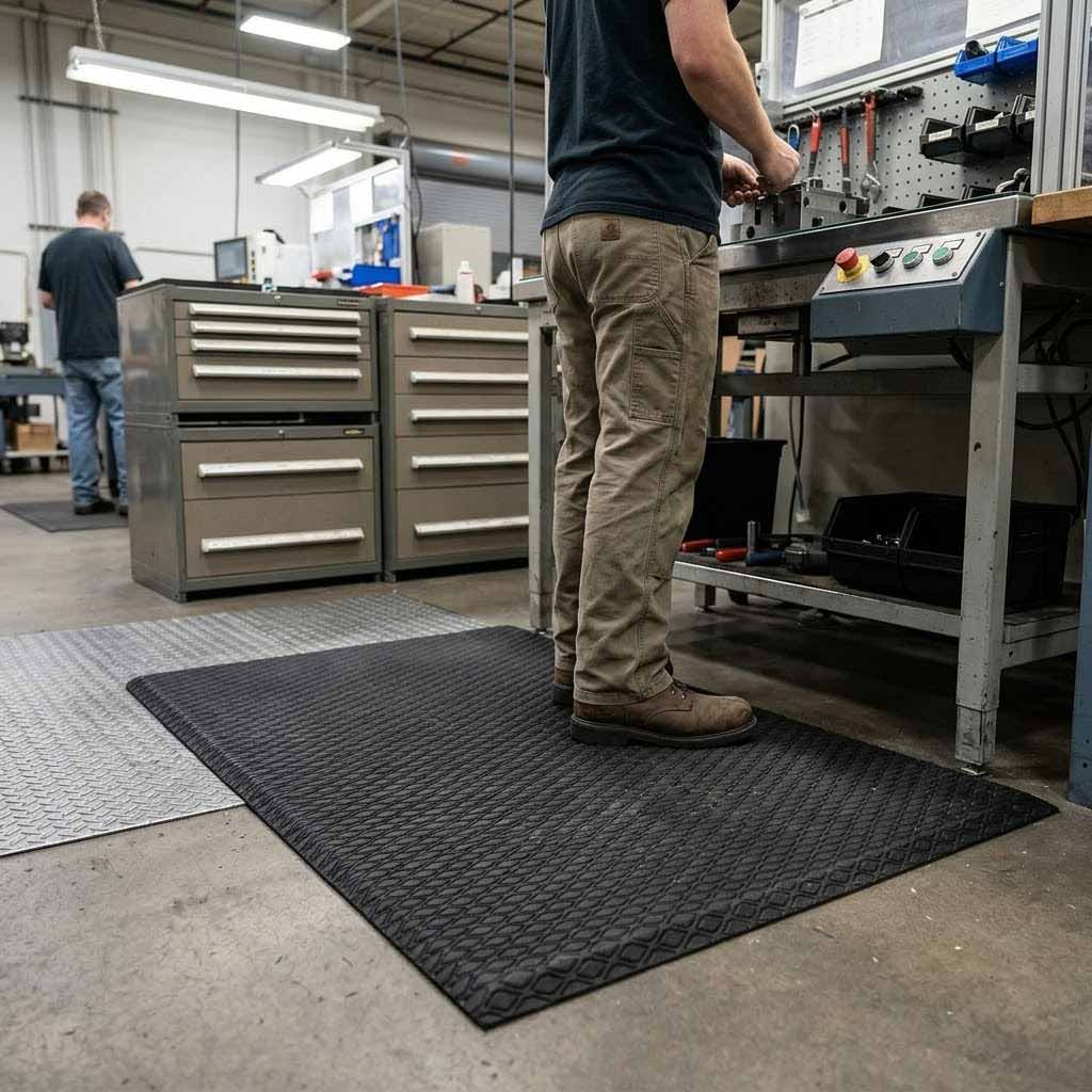 Premium Anti-Fatigue Mats with Non-Slip Surface and Bevelled Edges for Workplace Safety and Comfort