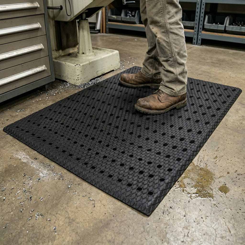 Premium Anti-Fatigue Non-Slip Mats with Drainage Holes for Workplace Safety and Comfort