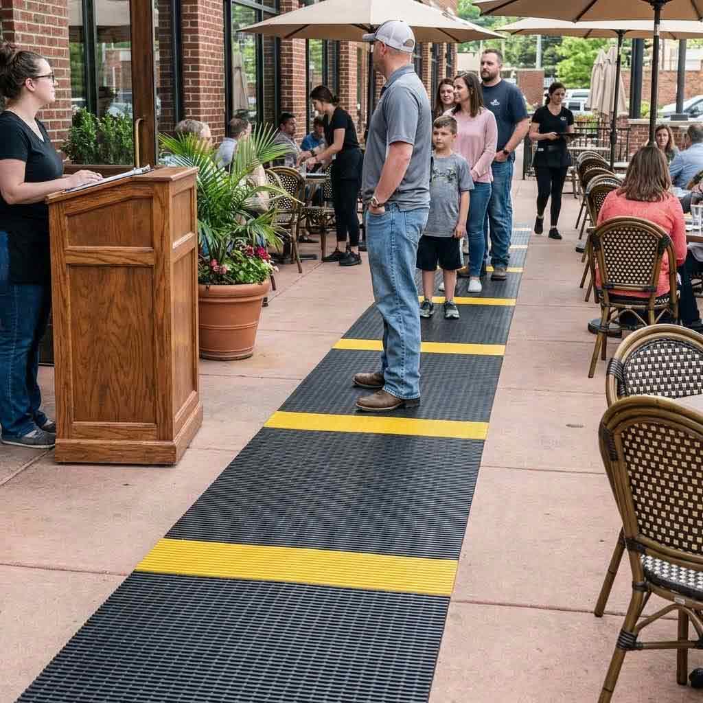 Premium Heavy Duty Social Distancing Outdoor Queuing Mat with High Visibility Design for Hygiene Compliance and Safe Transition