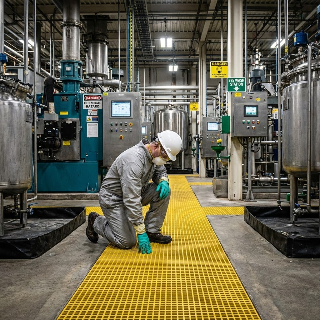 Premium High-Performance Waffle Boards - Slip Resistant, Lightweight, Chemical Resistant Composite Grating Solution - Colour Yellow