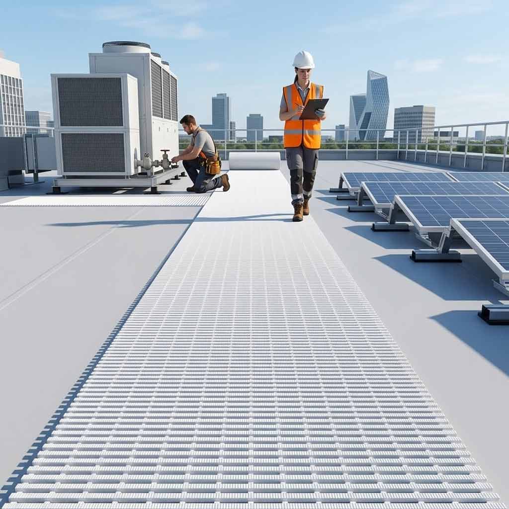 Professional Heavy Duty PVC Roof Matting - 10m Roll, Slip-Resistant and Weather-Resistant for Flat Roofs and Walkways