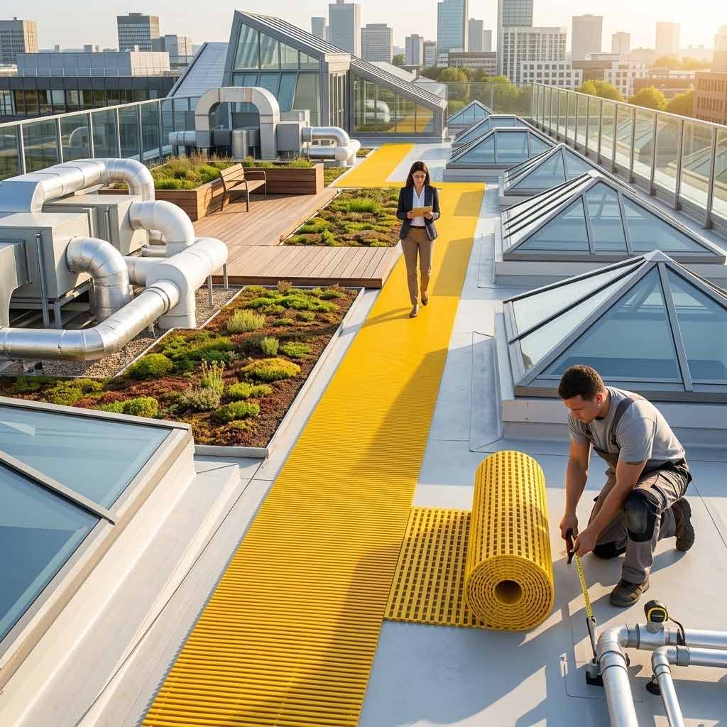 Professional Heavy Duty PVC Roof Matting - 10m Roll, Slip-Resistant and Weather-Resistant for Flat Roofs and Walkways